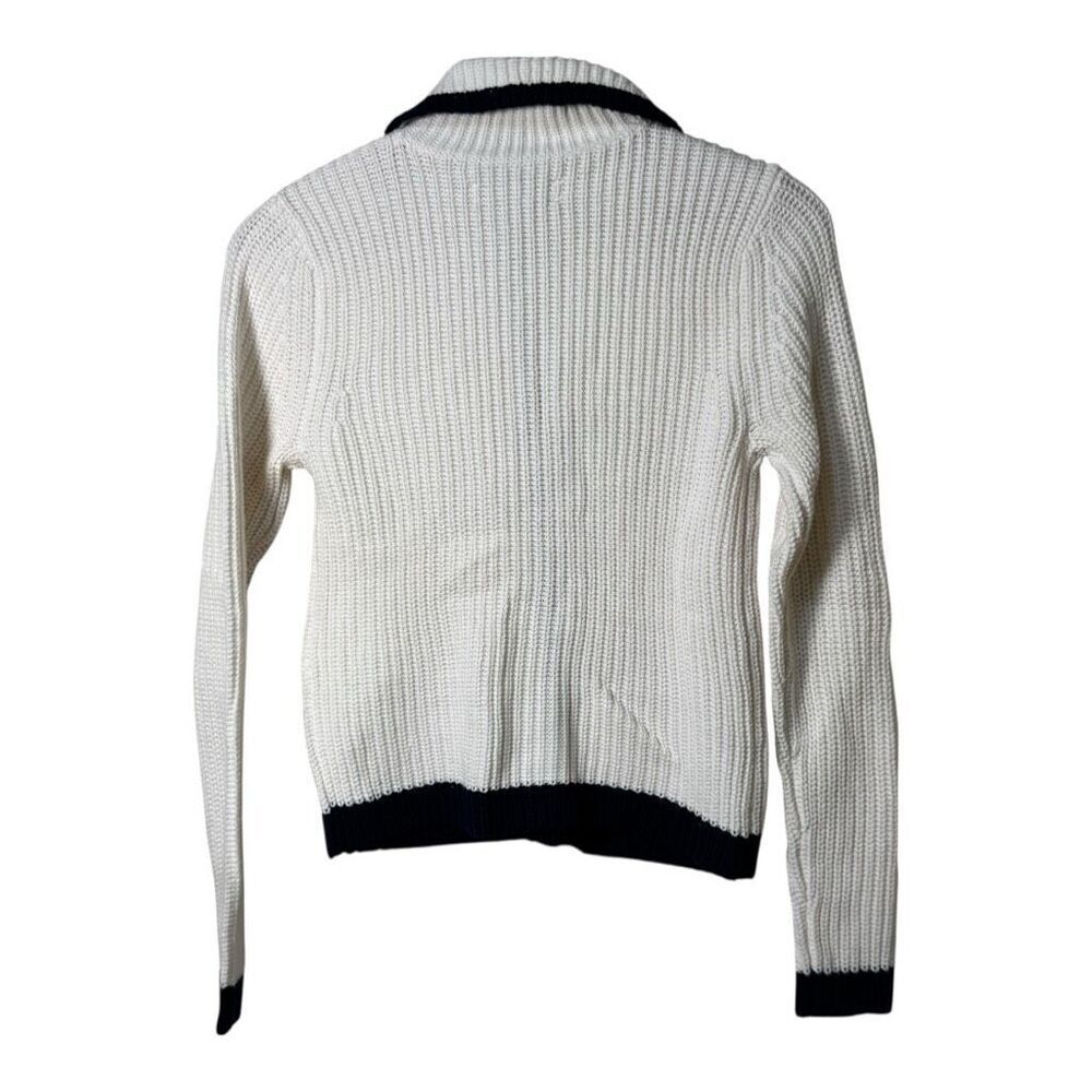 Loft tipped ribbed sweater jacket cream‎ navy blue trim  xxs - Picture 4 of 11